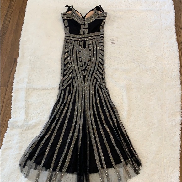 Glitterati beaded black gown GL 220 black/silver mermaid gown,2, glamour, chic - Picture 6 of 8